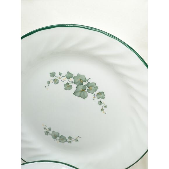 Set of 4 Corelle Callaway Ivy Dessert Salad Dessert Plates Swirl Green Rim 7" - Picture 3 of 8